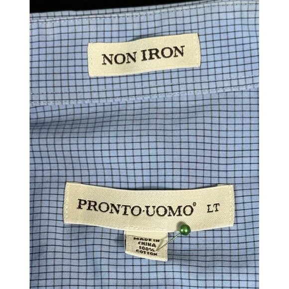 PRONTO UOMO Non Iron long sleeve button down Mens Size Large Tall Blue - Picture 6 of 7